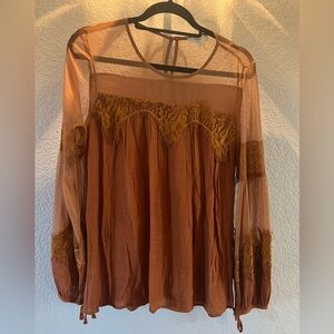 Burnt orange lace blouse